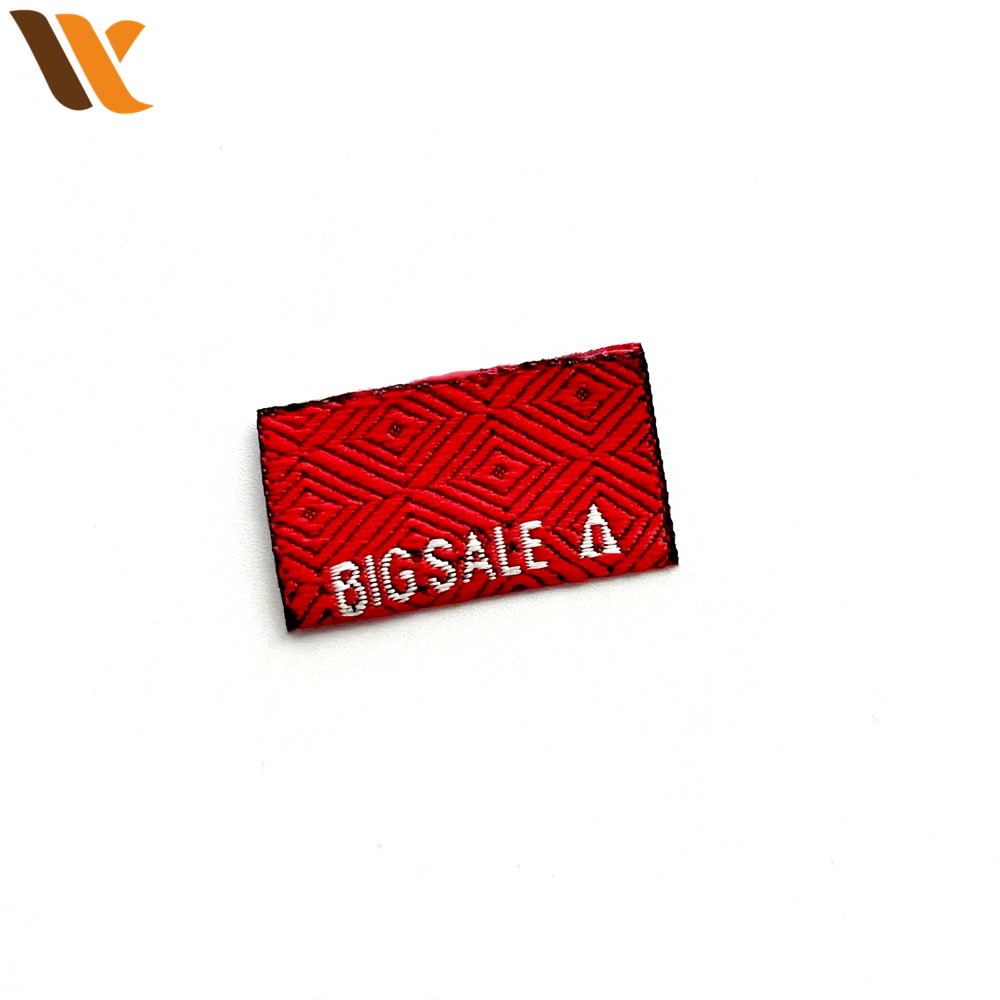 Center Folded Red Striped Woven Label 2