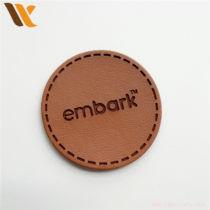 Custom Trademark Leather Name Patch Round Badge
