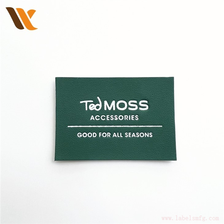 Green Color PU Leather Tag Custom Label